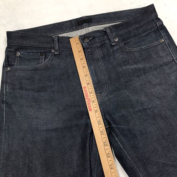 UNIQLO Selvedge Jeans Men 33x27 (33/34 tag) Crop Fray Dark Kaihara Raw Wash Slim - Picture 8 of 16